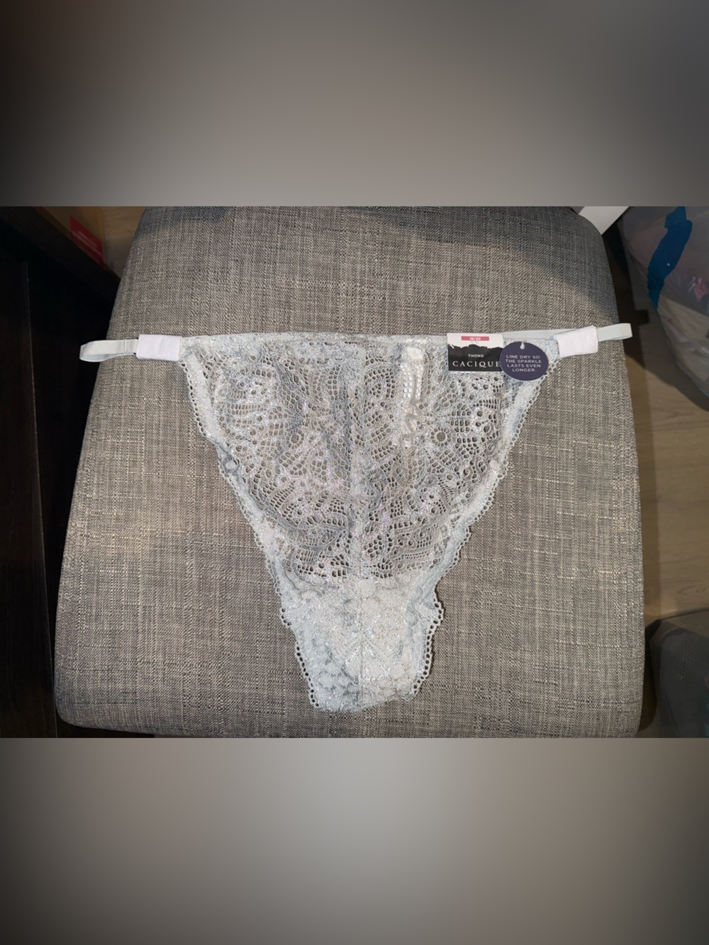 Lane Bryant Cacique Women's NWT Stretch Lace Thong Shimmer And Metal Detail 1820